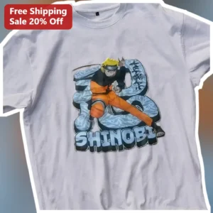 SHINOBI Naruto Uzumaki Anime Ninja Graphic Tee for Gamers and Fans available at our Los Angeles warehouse