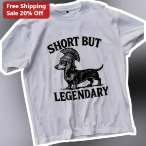 Short But Legendary Dachshund Roman Centurion Graphic Tee Funny Wiener Dog Shirt Gift available at our Los Angeles warehouse