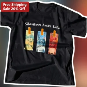 Silahkan Ambil Satu Funny Rupiah Money Graphic Tee for Men Women available at our Los Angeles warehouse