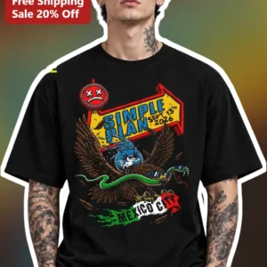 Simple Plan Mexico City Tee Sept 13th 2026 Pop Punk Band Tour Merch Graphic T-Shirt available at our Los Angeles warehouse