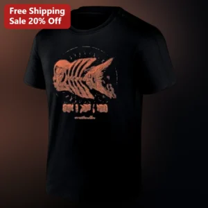 Skeletal Fish Band Tee Vintage Fish Skeleton Graphic Indie Rock Shirt Gift for Music Fans available at our Los Angeles warehouse