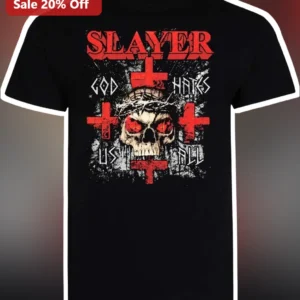 Slayer God Hates Us All Tee Thrash Metal Band Shirt Skull Album Art Graphic available at our Los Angeles warehouse