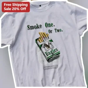 Smoke One. Or Two. Vintage Rock Cigarette Pack Graphic Tee for Light Smokers available at our Los Angeles warehouse