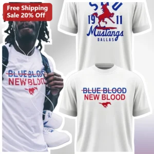 SMU Mustangs Blue Blood New Blood SZA Graphic Tee Vintage Collegiate Shirt available at our Los Angeles warehouse