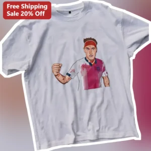 Soccer Player Illustration Graphic Tee for Men Women Kids Game Day Gift available at our Los Angeles warehouse