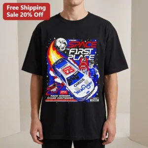 Space Race to First Place Ryan Preece NASCAR Race Winner Tee Gift for Racing Fans available at our Los Angeles warehouse
