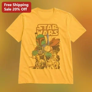 Star Wars Boba Fett Vintage Retro Graphic Tee for Men Women Sci-Fi Fans available at our Los Angeles warehouse