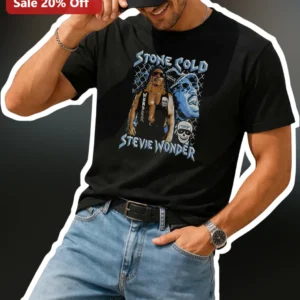 Stone Cold Stevie Wonder Mashup Graphic Tee Funny Wrestling Music Legend Shirt for Men Women available at our Los Angeles warehouse