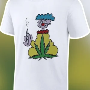 Stoner Clown Weed Graphic Tee Funny Cannabis Horror Shirt for Men Women Gift available at our Los Angeles warehouse