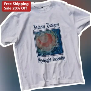 Stüssy Designs Midnight Insanity Tee Streetwear Grunge Moon Graphic Shirt available at our Los Angeles warehouse