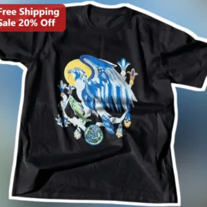 Stylized Blue Eagle Graphic Tee Vintage Retro Wildlife Bird Design for Men available at our Los Angeles warehouse