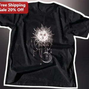 Sun Moon Celestial Graphic Tee Mystical Witchy Astrology Gift for Women Men available at our Los Angeles warehouse