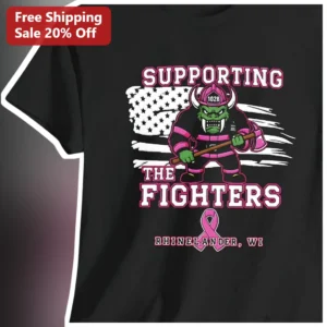 Supporting The Fighters Breast Cancer Awareness Tee Firefighter Viking Pink Ribbon Gift available at our Los Angeles warehouse
