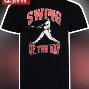 Swing Of The Day Tee Vintage Baseball Player Graphic Shirt For Men Women available at our Los Angeles warehouse