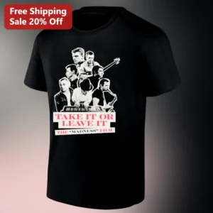 Take It Or Leave It Madness Film Tee Retro Ska Band Graphic T-Shirt Gift For 80s Music Fans available at our Los Angeles warehouse