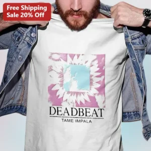 Tame Impala Deadbeat Graphic Tee Indie Rock Band Merch Retro Album Art Shirt available at our Los Angeles warehouse