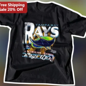 Tampa Bay Rays American League Rays Up Vintage Distressed Graphic Tee for MLB Baseball Fans available at our Los Angeles warehouse