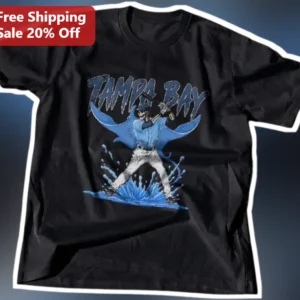 Tampa Bay Rays Baseball Manta Ray Graphic Tee Black Cotton Shirt available at our Los Angeles warehouse