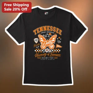 Tennessee Smoky Mountain Dolly Parton Butterfly Vintage Graphic Tee available at our Los Angeles warehouse