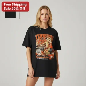 Tennessee Vols Dolly Parton Vintage Graphic Tee It Takes A Little More Orange White To Make A Champi available at our Los Angeles warehouse