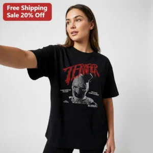TERRIFIER IT'S GORE FOR GORE'S SAKE. LOTS OF GORE. MAKES PAIN AND SUFFERING ENTERTAINMENT Tee Tee available at our Los Angeles warehouse