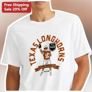 Texas Longhorns Tee Arch Manning College Football Fan Gift available at our Los Angeles warehouse