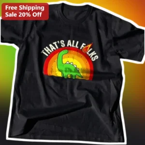 That's All Folks Retro Dinosaur Sunset Graphic Tee available at our Los Angeles warehouse