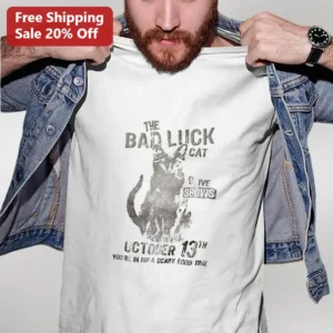 The Bad Luck Cat Live Shows October 13th Scary Good Time Vintage Graphic Tee available at our Los Angeles warehouse