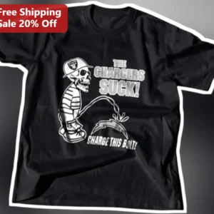 The Chargers Suck Charge This Bolt NFL Rivalry Graphic Tee for Raiders Fans available at our Los Angeles warehouse