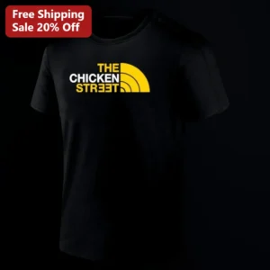 The Chicken Street Tee, Funny Chicken Parody Logo Graphic Tee, Streetwear Gift for Fried Chicken Lov available at our Los Angeles warehouse