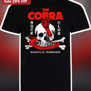The Cobra Rock Club Nashville Tennessee Tee Skull Snake Graphic Shirt available at our Los Angeles warehouse