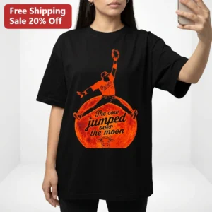 The Cow Jumped Over the Moon Tee Funny Baseball Nursery Rhyme Shirt for Baltimore Baseball Fans available at our Los Angeles warehouse