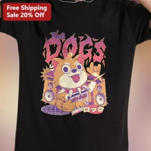 The DOGS Tee Shiba Inu Doge Rock Music Graphic T-Shirt for Dog Lovers available at our Los Angeles warehouse