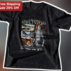 The Elder Scrolls IV Oblivion Vintage Gaming Poster Tee available at our Los Angeles warehouse