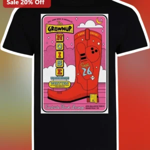 The Grownup Noise Tee Boston Indie Folk Rock Band Vintage Gig Poster Graphic Shirt available at our Los Angeles warehouse