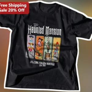 The Haunted Mansion Welcome Foolish Mortals Est. 1969 Disney Characters Graphic Tee available at our Los Angeles warehouse