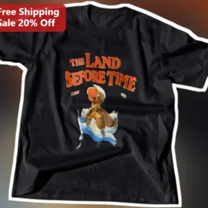 The Land Before Time Tee Littlefoot Dinosaur Vintage Retro Graphic Shirt for Kids and Adults available at our Los Angeles warehouse