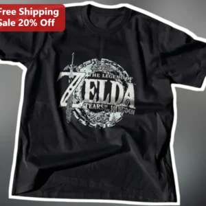 The Legend of Zelda Tears of the Kingdom Tee Distressed Hyrule Graphic Shirt for Gamers available at our Los Angeles warehouse