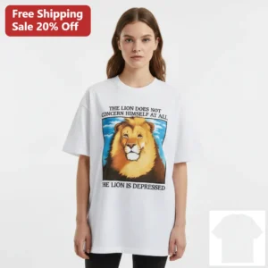The Lion Does Not Concern Himself At All The Lion Is Depressed Funny Meme Tee, Ironic Mental Health available at our Los Angeles warehouse