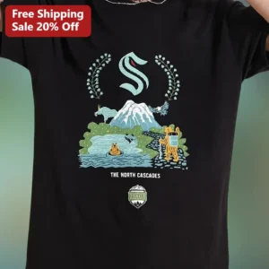 The North Cascades Tee Vintage National Park Hiking Graphic T-Shirt for Men Women available at our Los Angeles warehouse