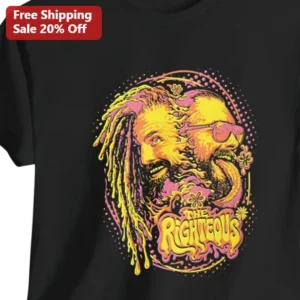 The Righteous Psychedelic Portrait Graphic Tee Black Cotton Faith Streetwear Shirt available at our Los Angeles warehouse