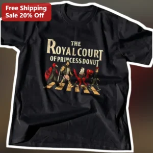 The Royal Court Of Princess Donut Tee Abbey Road Parody Graphic Shirt For Dungeon Crawler Carl Fans available at our Los Angeles warehouse