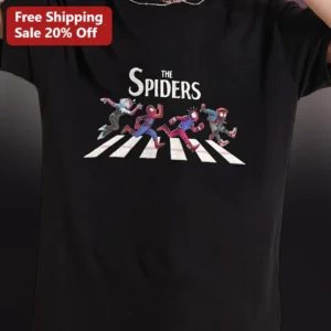 The Spiders Tee Spider-Man Abbey Road Parody Graphic T-Shirt for Marvel Fans available at our Los Angeles warehouse