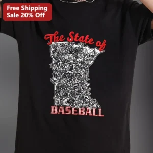 The State of Baseball Arkansas Graphic Tee for Men Women Fans available at our Los Angeles warehouse