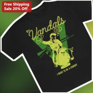 The Vandals I Want To Be A Cowboy Tee SoCal Punk Rock Band Merch Graphic Shirt available at our Los Angeles warehouse