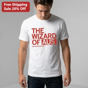 The Wizard of Aus Archie Wilson 83 Tee Australian Sports Fan Merch Graphic T-Shirt available at our Los Angeles warehouse