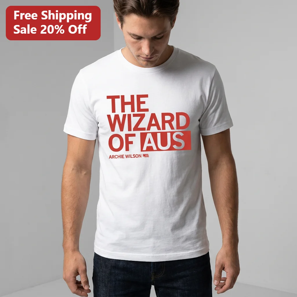 The Wizard of Aus Archie Wilson 83 Tee Australian Sports Fan Merch Graphic T-Shirt available at our Los Angeles warehouse