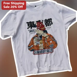 Tokyo Shibuya Graphic Tee Japanese Anime Oni Mask Harajuku Streetwear Shirt for Men Women available at our Los Angeles warehouse
