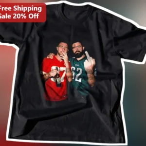 Travis Kelce Jason Kelce Brothers Tee New Heights Podcast NFL Football Fan Gift available at our Los Angeles warehouse