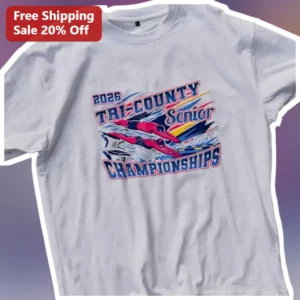 Tri-County Senior Championships Tee Retro Swim Team Apparel Gift for Seniors available at our Los Angeles warehouse